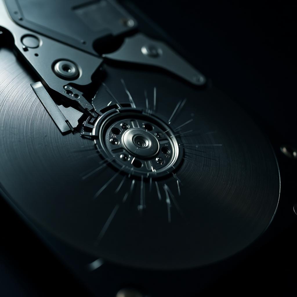 Damaged hard drive platter before recovery
